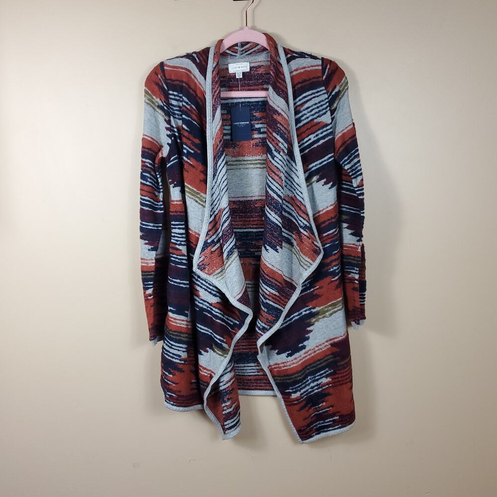 Lucky Brand Aztec Drape Cardigan Open Front Size XS
